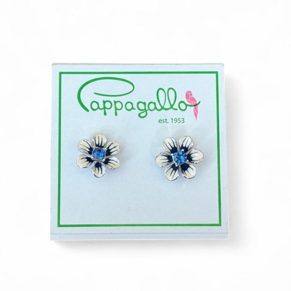 Pappagallo White and Blue Floral Earrings